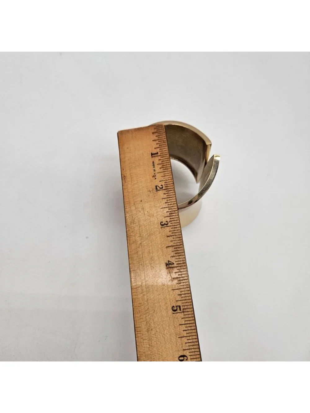 Vintage Gold Tone Wide Off Set Hinge Cuff Bangle Statement 3